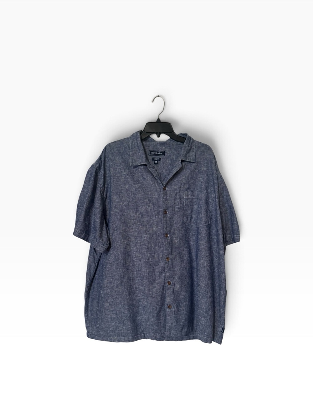 crown & ivy Men's Heathered Blue Short-Sleeve Button-Down Shirt